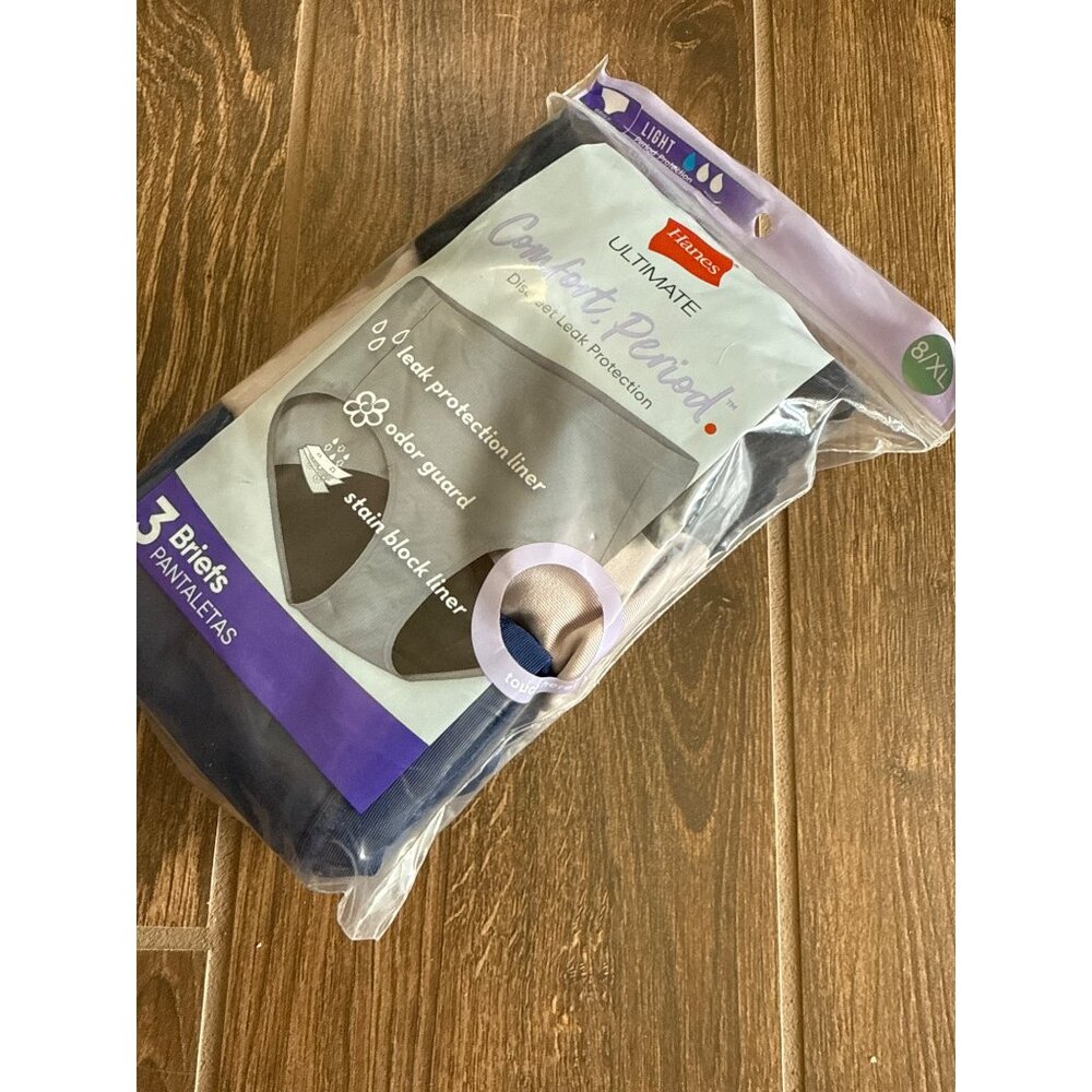 Hanes Ultimate 3 BRIEF Light Comfort Period Protection Underwear Size XL (8) - Picture 2 of 3